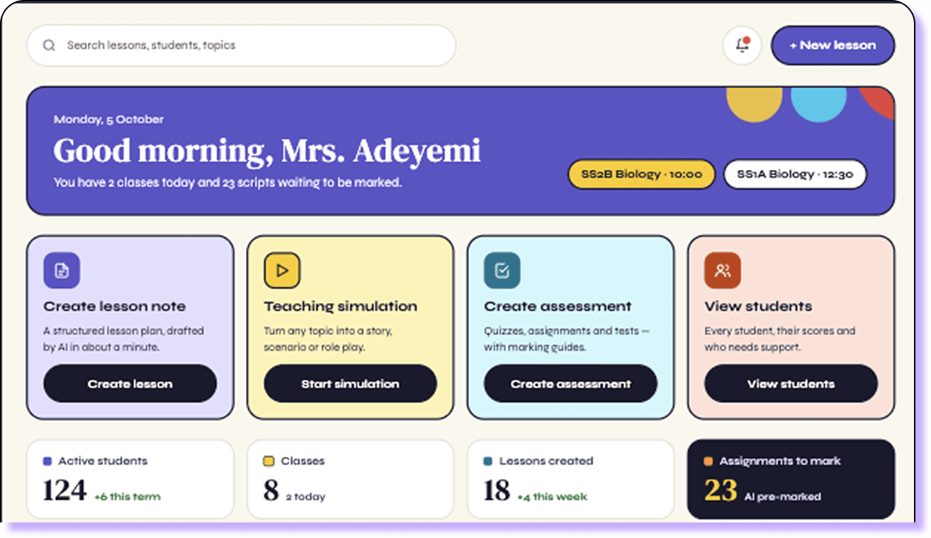 teacher dashboard